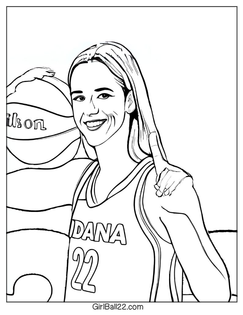 Caitlin Clark Posing No. 1 Finger with Confidence with #22 background.