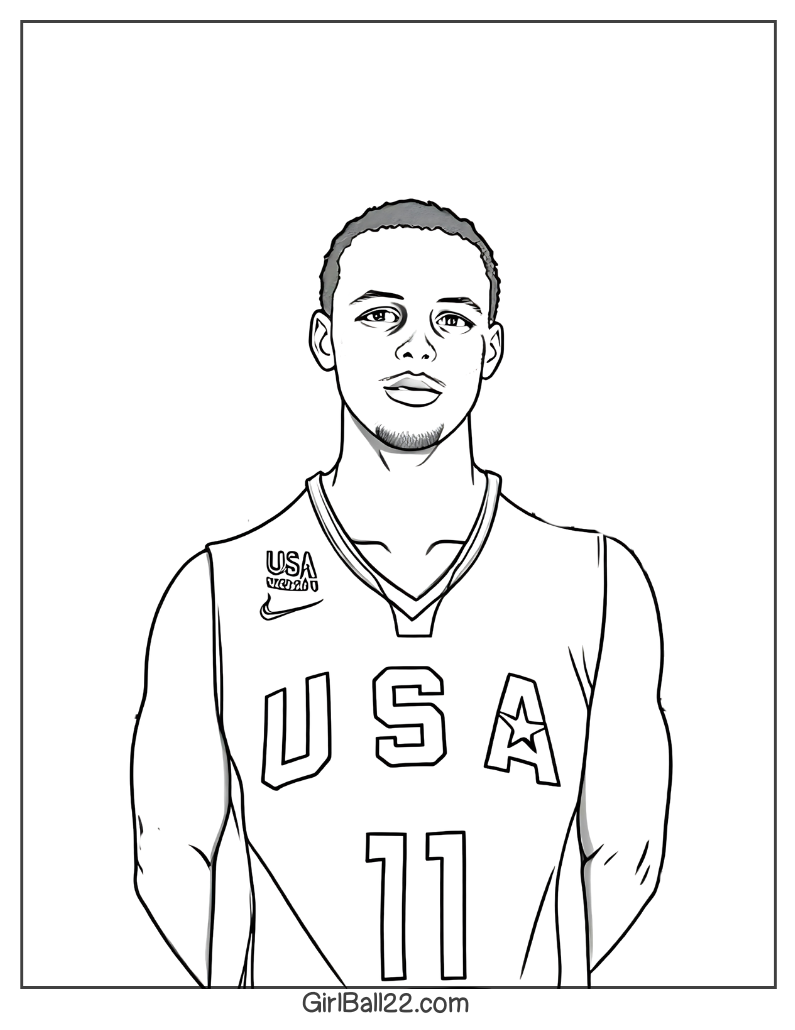 Steph Curry posing in team usa jersey